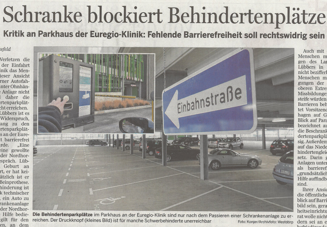 Bild Schranke blockiert Behindertenparkplätze